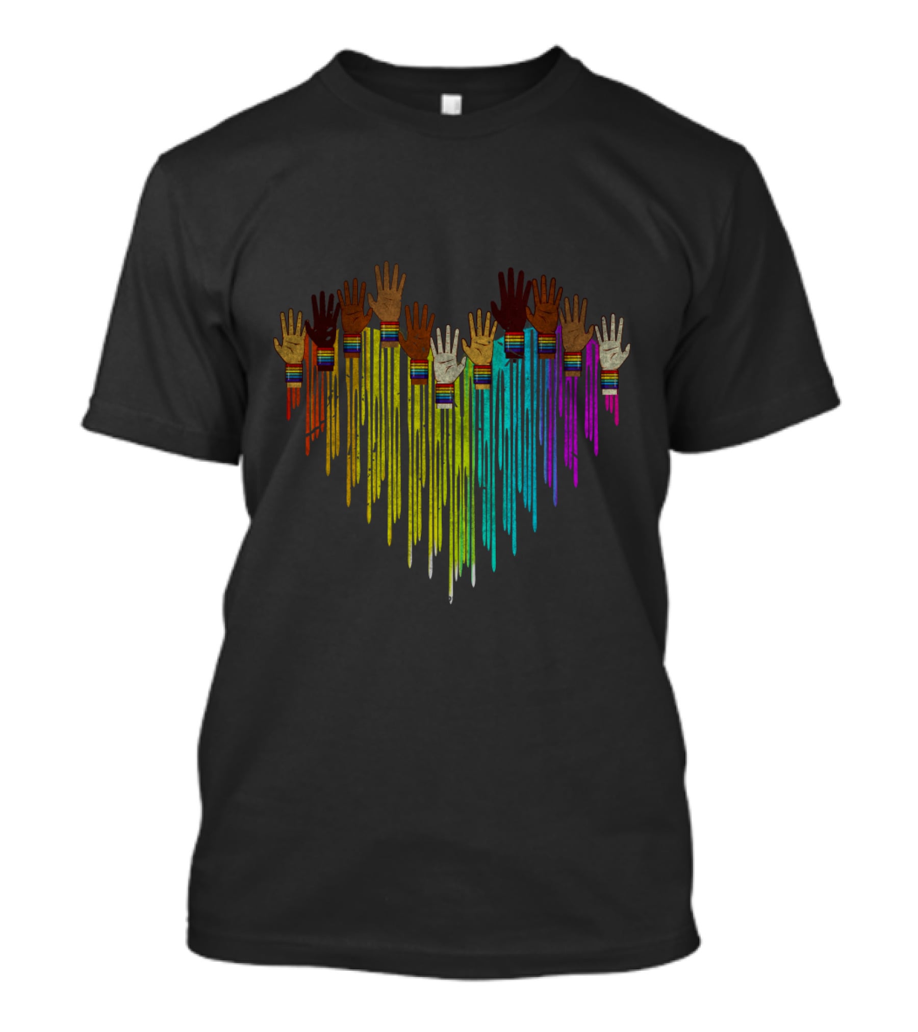 Come Together Hands Diversity Heart Rainbow Colors T-Shirt