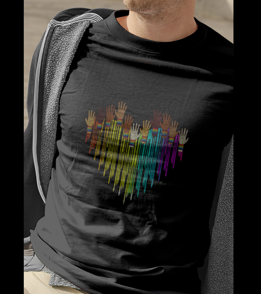 Come Together Hands Diversity Heart Rainbow Colors T-Shirt