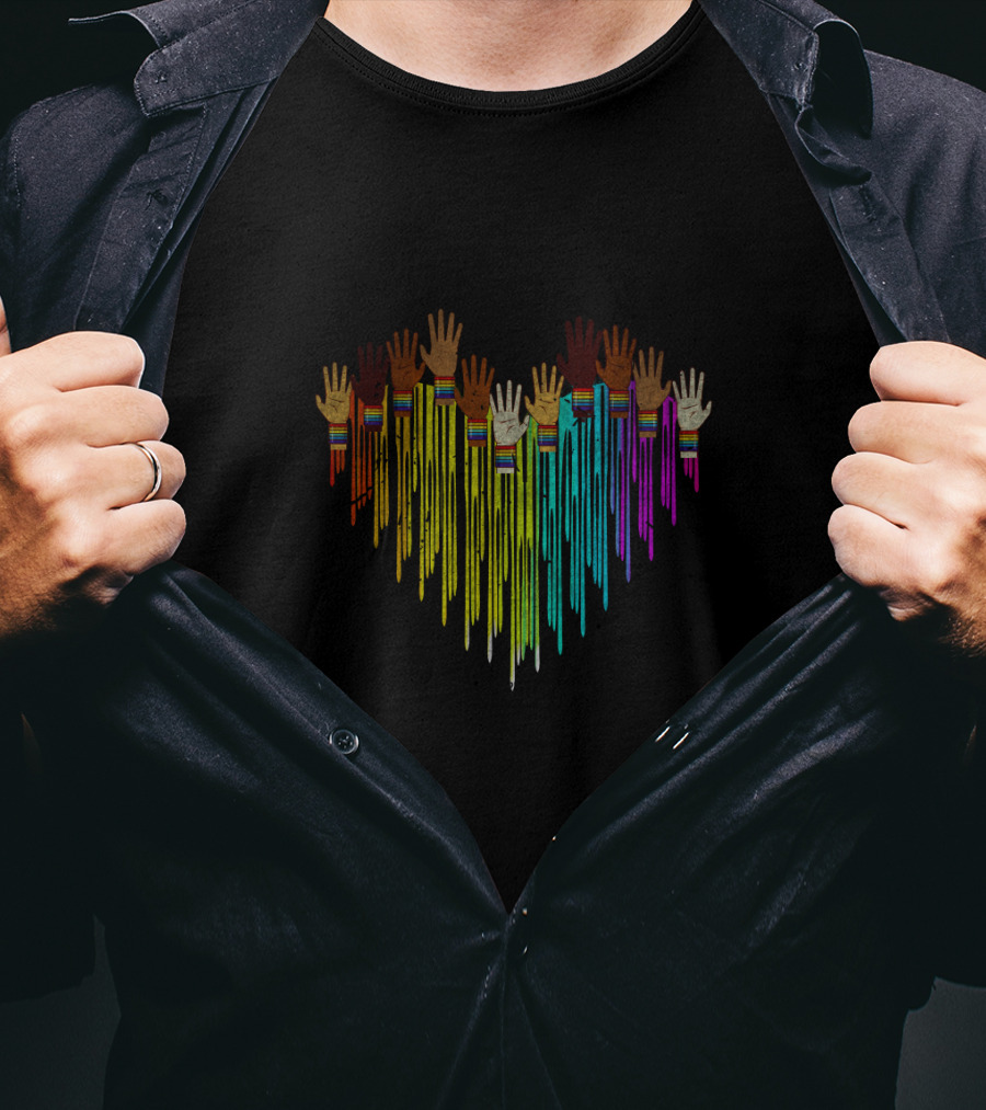 Come Together Hands Diversity Heart Rainbow Colors T-Shirt