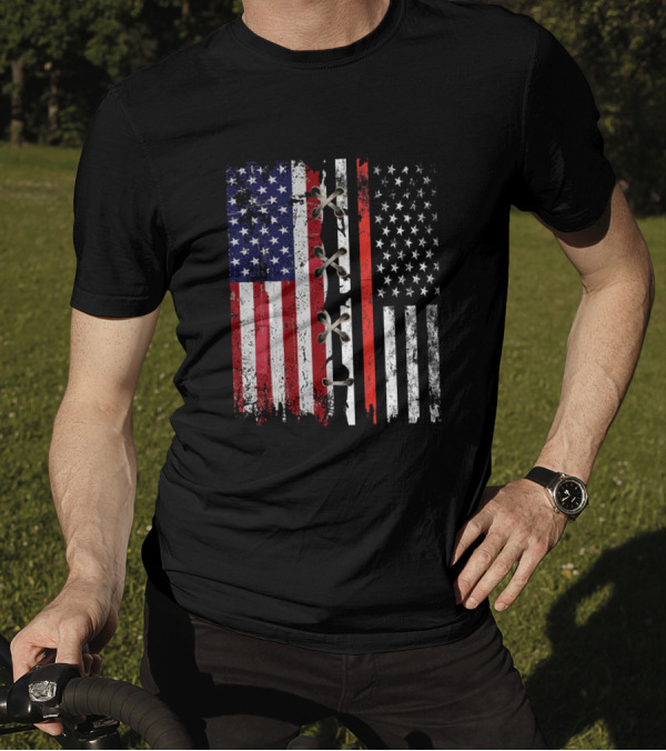 American Flag Thin Red Line Lace T-Shirt