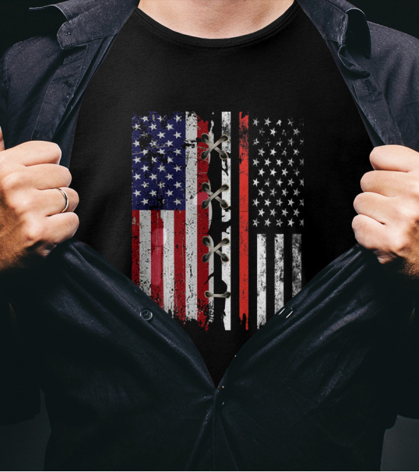American Flag Thin Red Line Lace T-Shirt