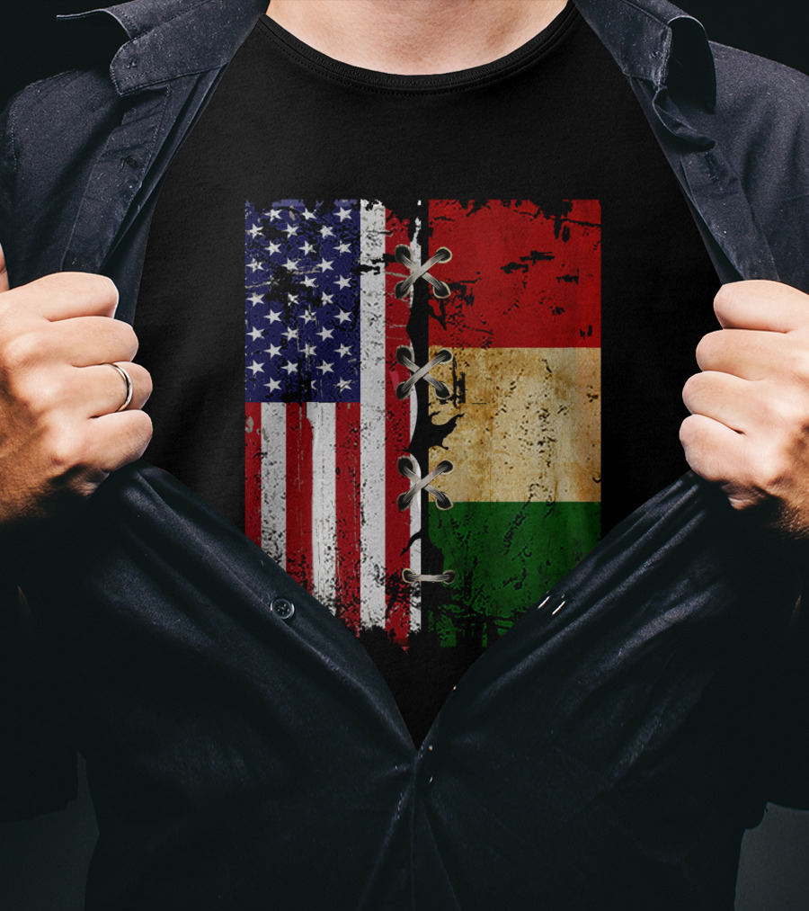 American Italian Flags United In T-Shirt