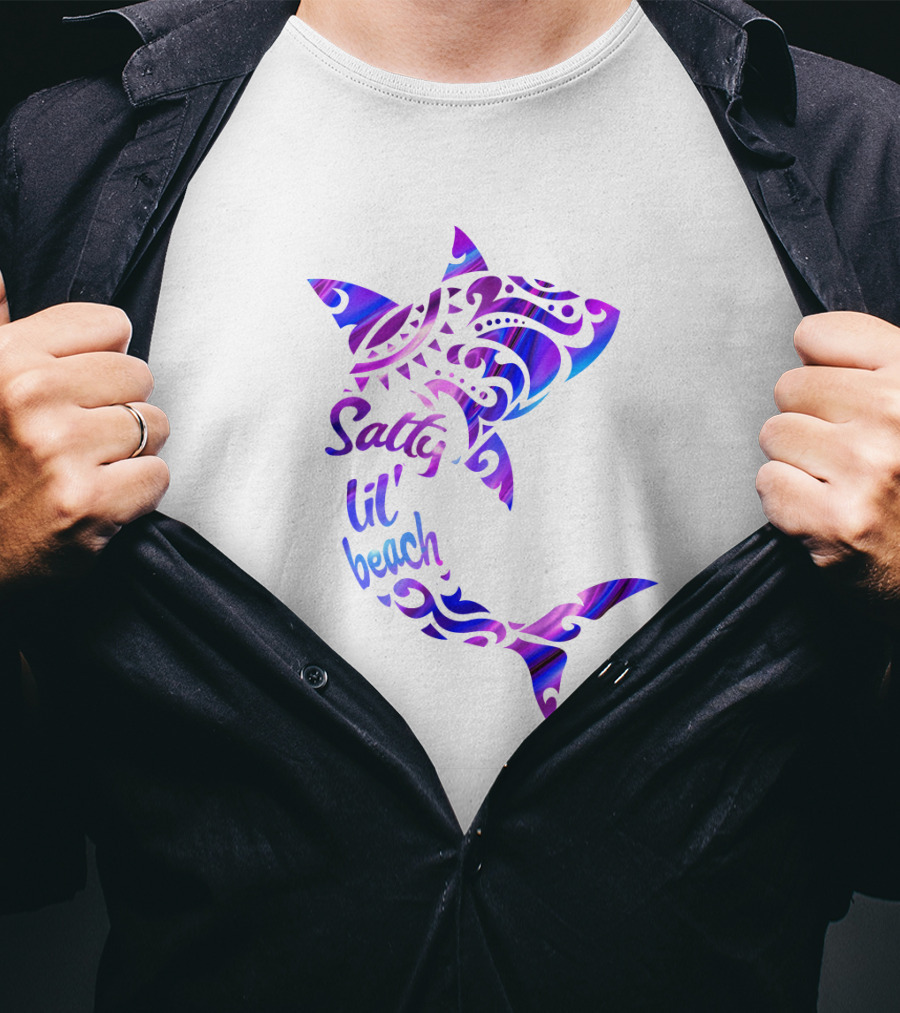 Salty Lil' Beach Shark Polynesian Tribal T-Shirt