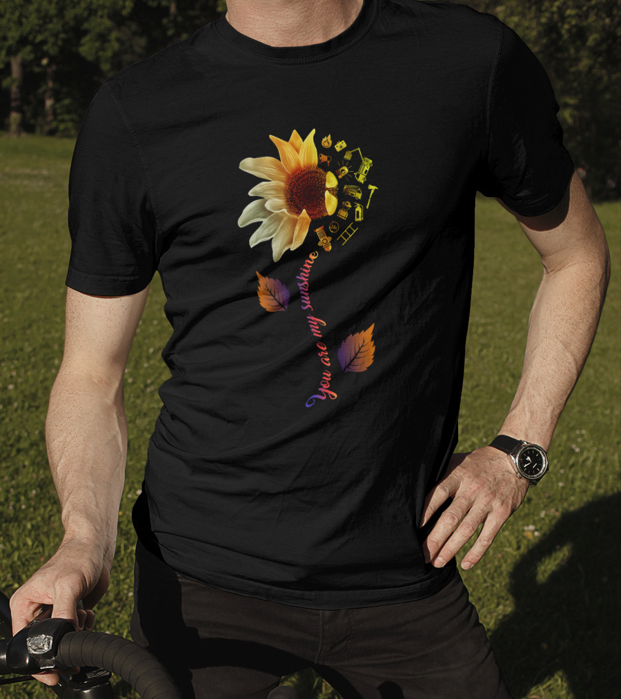 You Are My Sunshine Firefighter Sunflower Icons T-Shirt