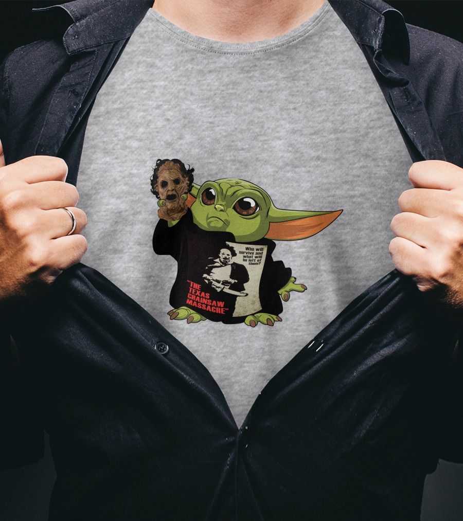 Baby Yoda Texas Chainsaw Massacre Mashup T-Shirt