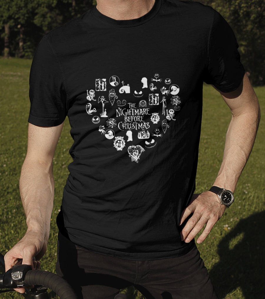 The Nightmare Before Christmas Heart-Shaped Icon Collage T-Shirt