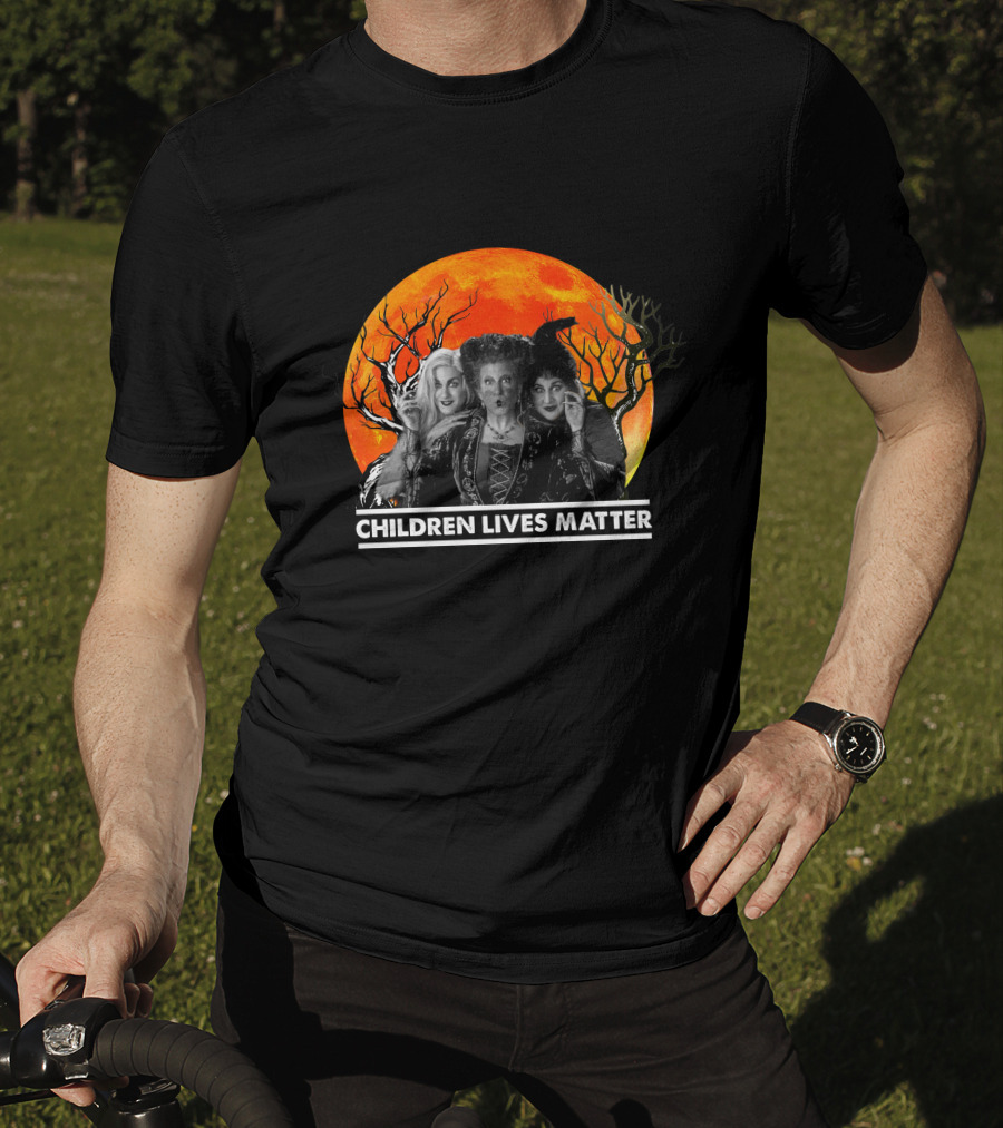 Children Lives Matter Witch Trio In Front Of Spooky Orange Moon And Trees T-Shirt
