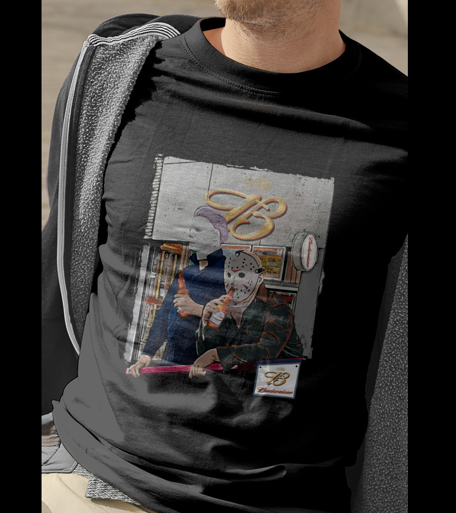 Budweiser Chillin With Horror Icons T-Shirt
