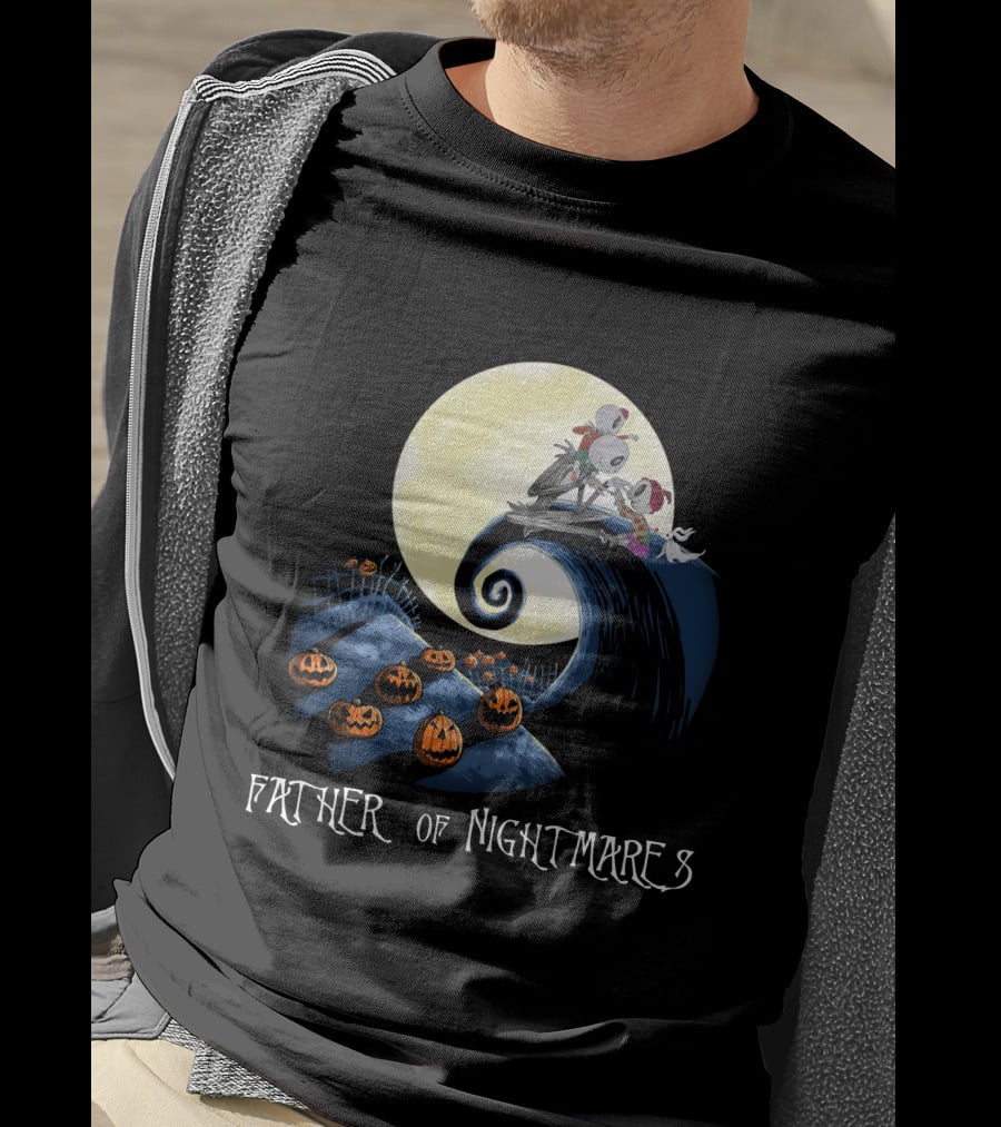 Father Of Nightmares Halloween Pumpkin Crescent Moon Scene T-Shirt
