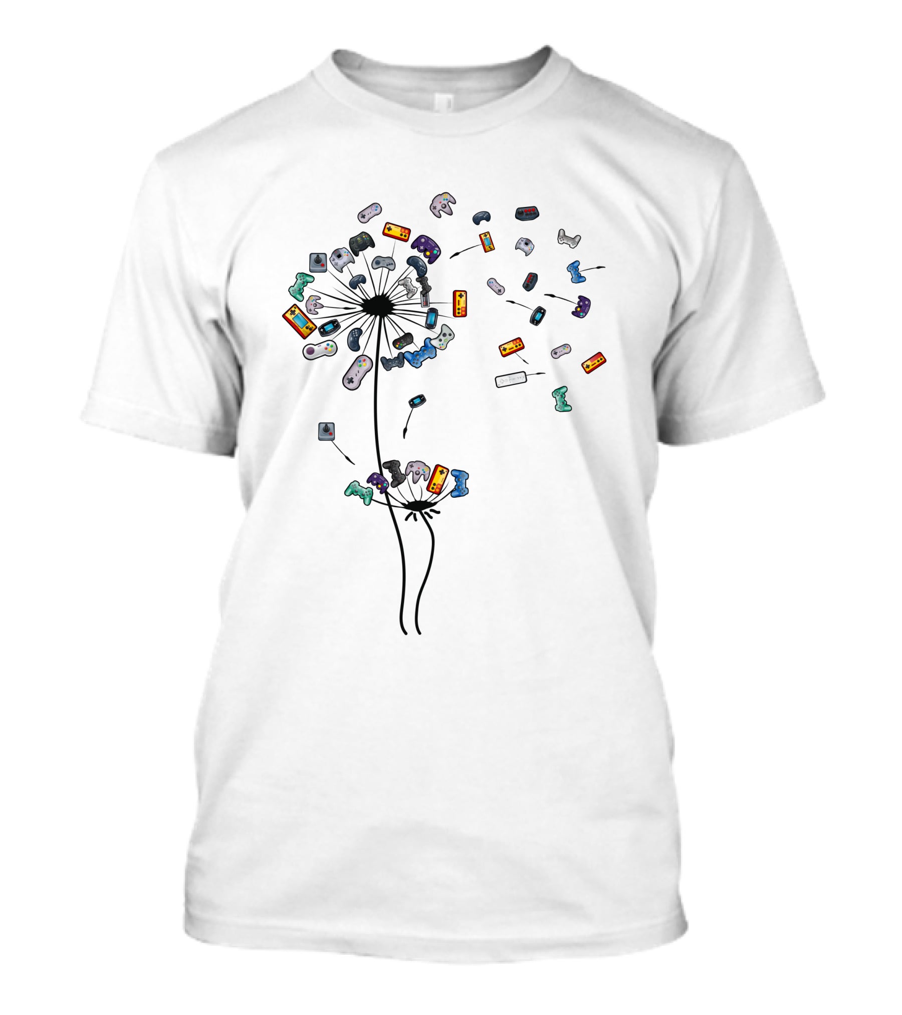 Dandelion Blossoms With Retro Gamepads T-Shirt