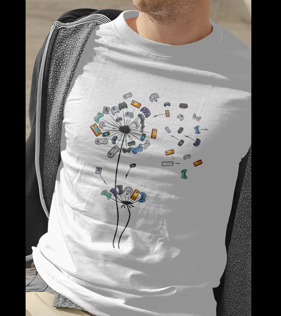 Dandelion Blossoms With Retro Gamepads T-Shirt