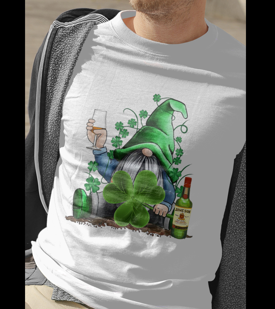 J A M E S O N Irish Gnome With Shamrocks And Whiskey T-Shirt