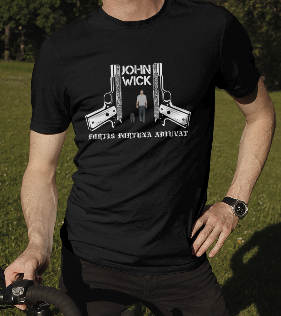 John Wick Fortis Fortuna Adiuvat Dual Pistols T-Shirt