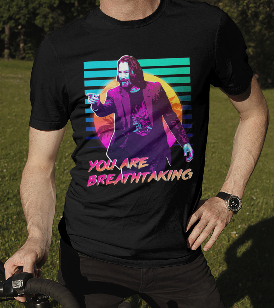 You Are Breathtaking Retro Neon Sunset Palm Trees T-Shirt