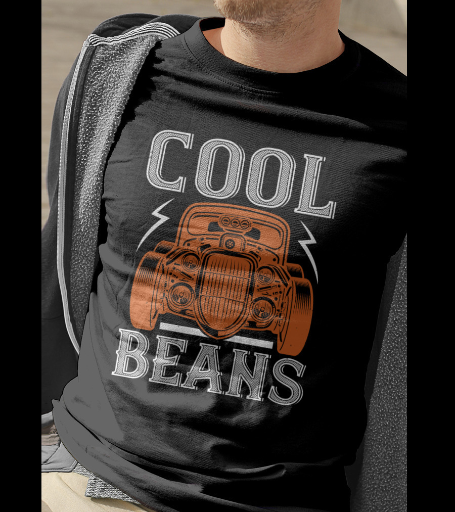 COOL BEANS Orange Vintage Car With Lightning Bolts T-Shirt