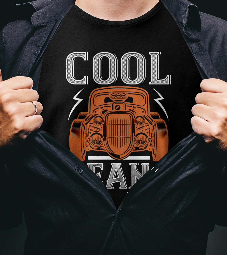 COOL BEANS Orange Vintage Car With Lightning Bolts T-Shirt
