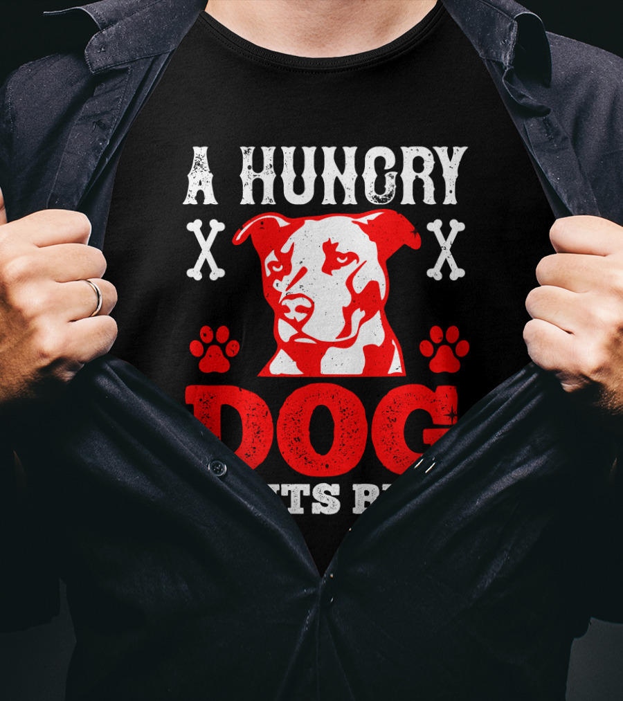 A Hungry Dog Hunts Best Red Pit Bull And Bone Crosses T-Shirt