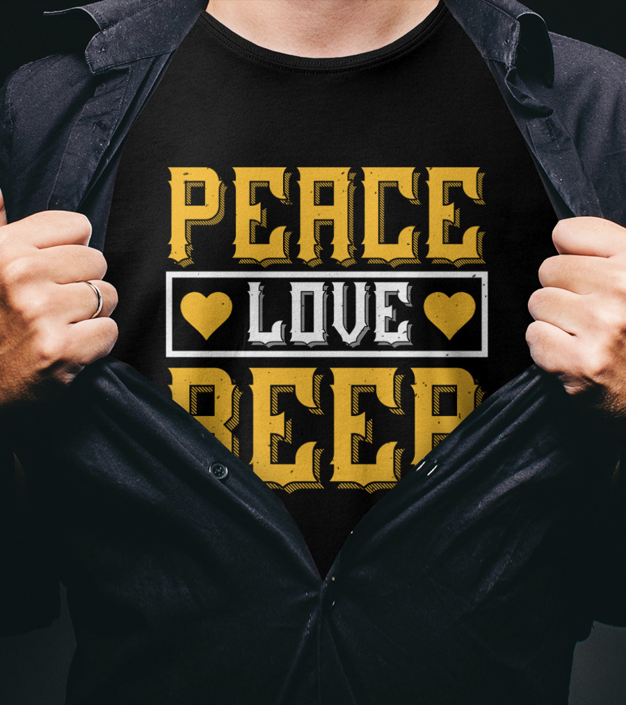 Peace Love Beer Hearts T-Shirt