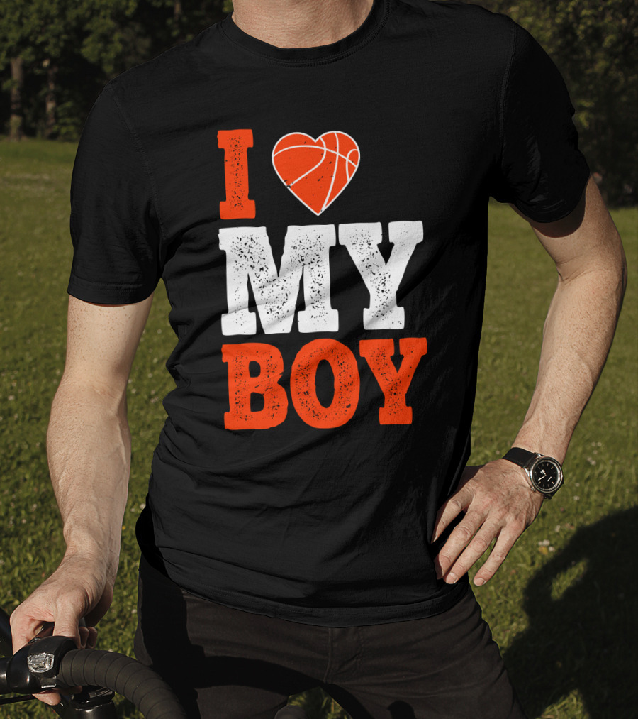 I Love My Boy Basketball Heart T-Shirt