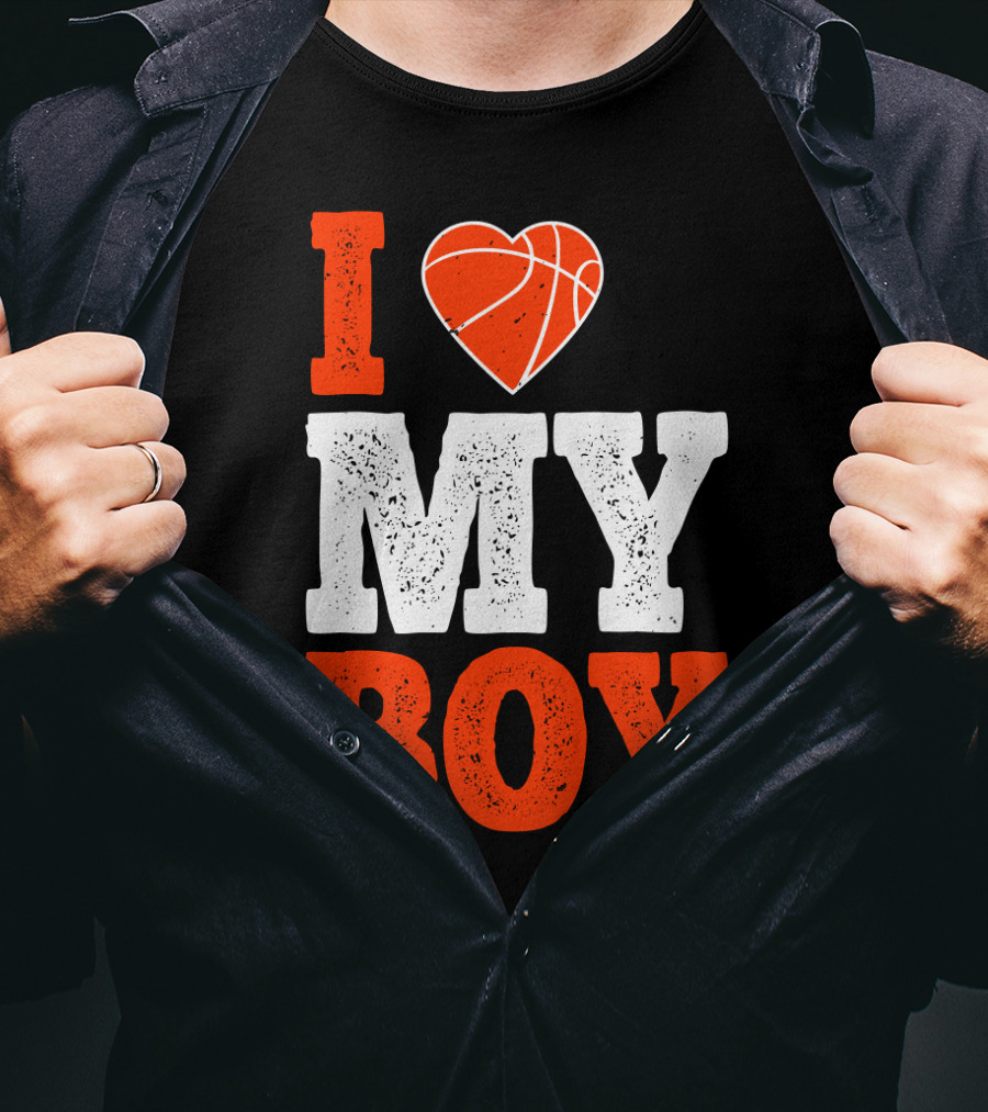 I Love My Boy Basketball Heart T-Shirt