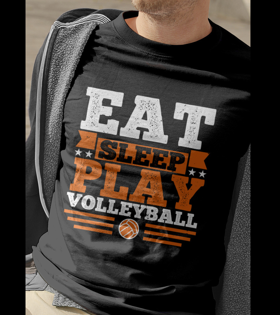 EAT SLEEP PLAY VOLLEYBALL Stars And Volleyball T-Shirt