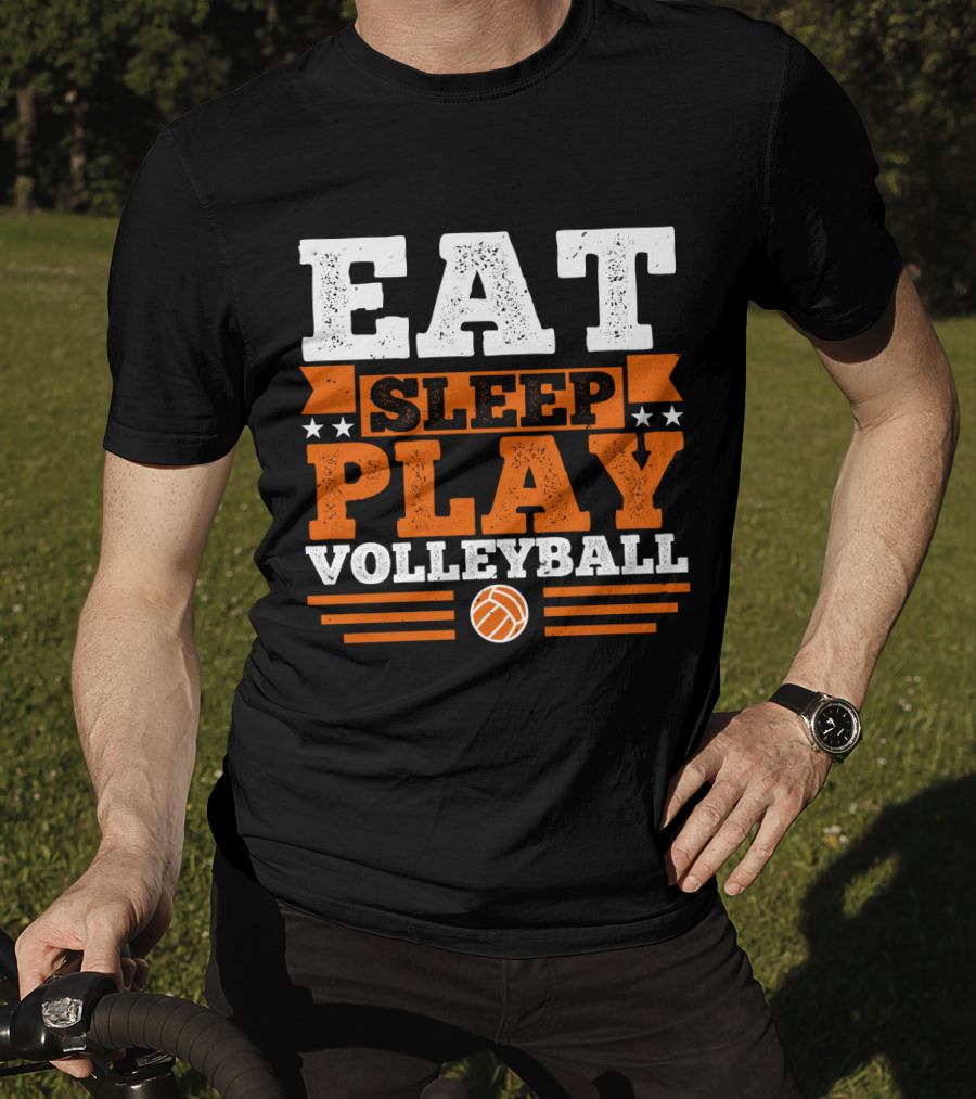 EAT SLEEP PLAY VOLLEYBALL Stars And Volleyball T-Shirt