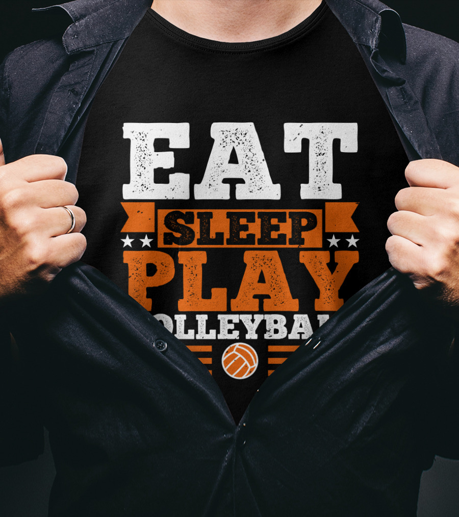 EAT SLEEP PLAY VOLLEYBALL Stars And Volleyball T-Shirt