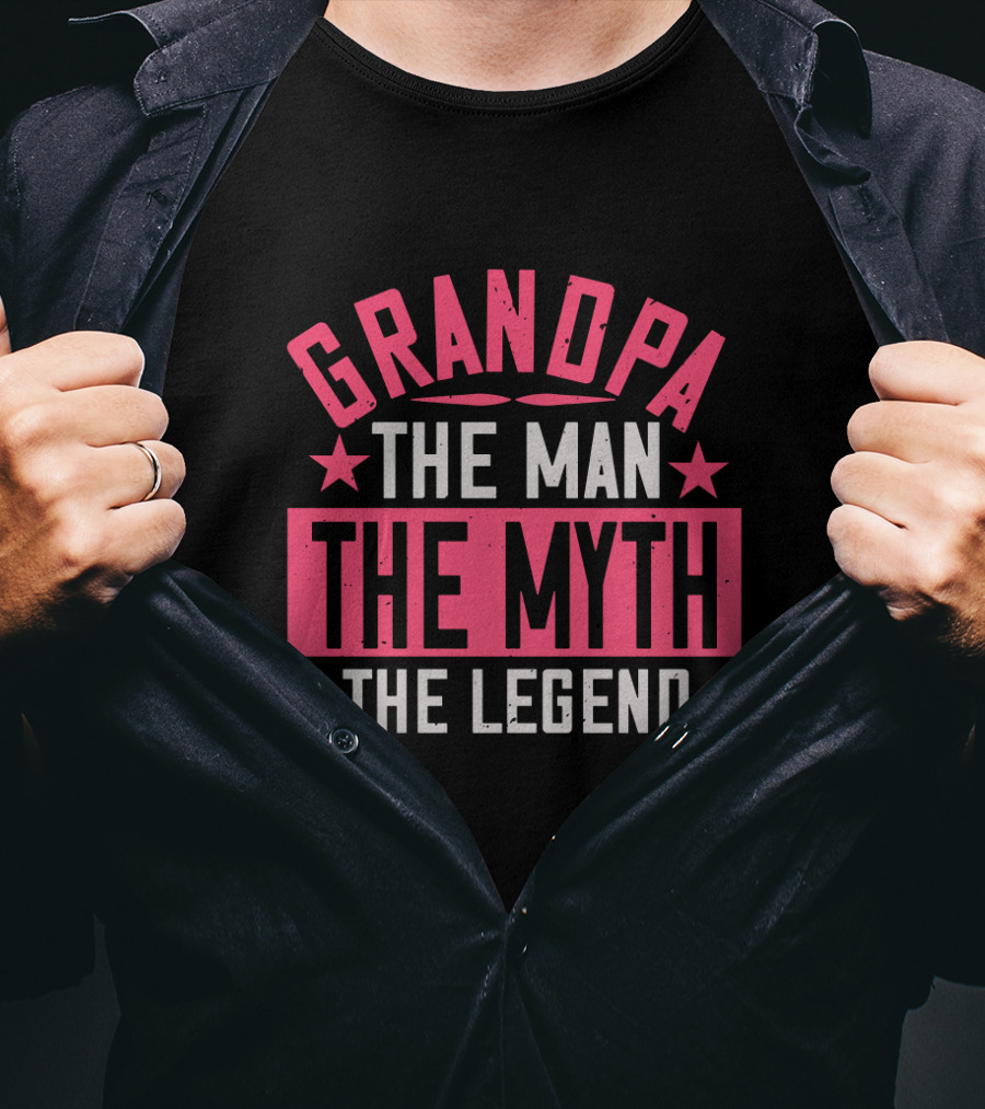 Grandpa The Man The Myth The Legend Bold Star Emblem T-Shirt