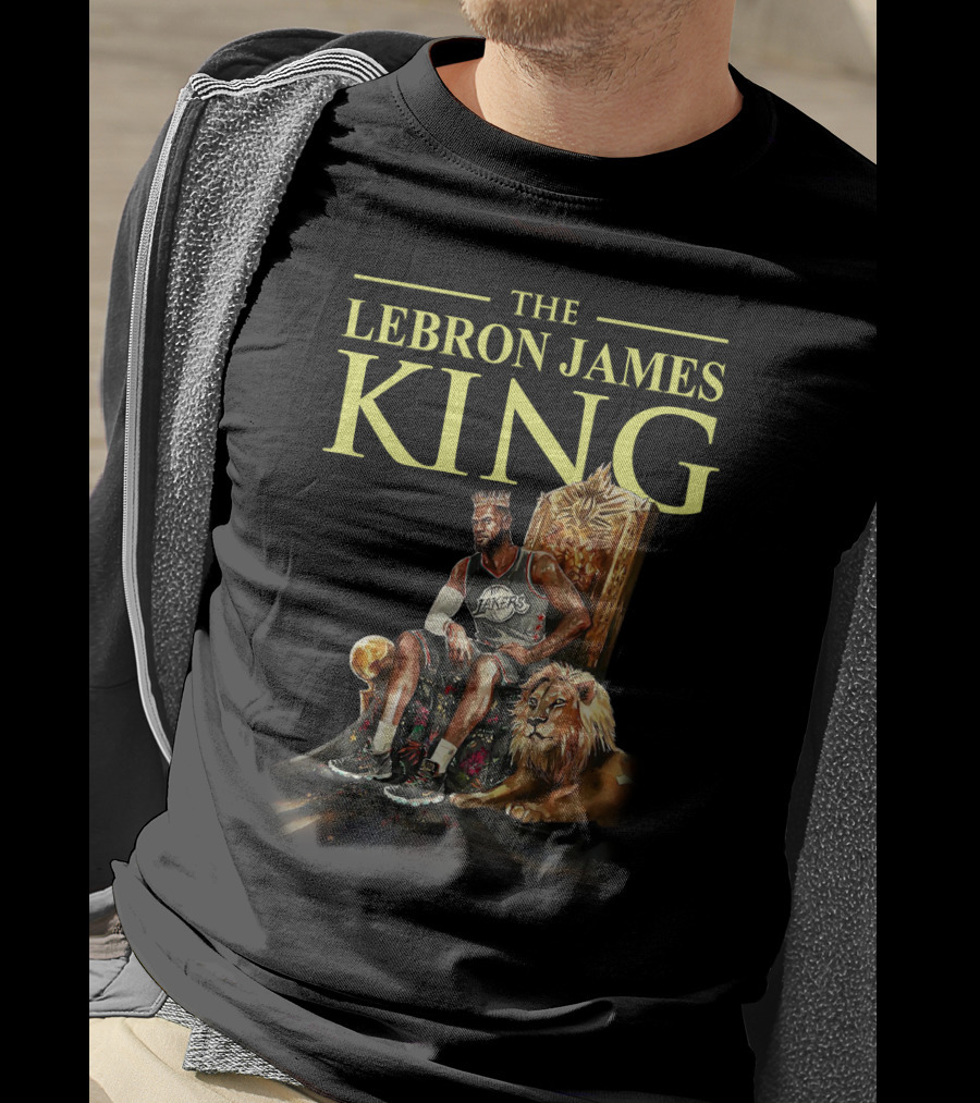 The Lebron James King Throne With Lion Lakers Basketball Crown T-Shirt