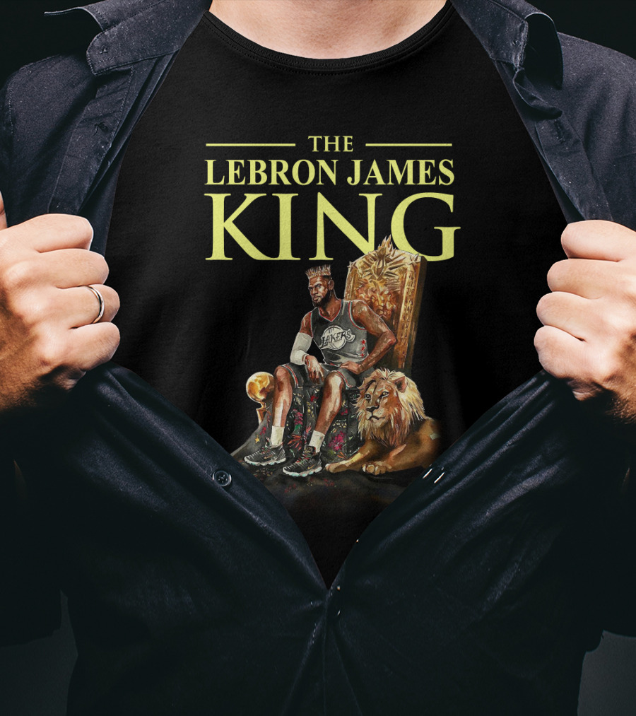 The Lebron James King Throne With Lion Lakers Basketball Crown T-Shirt