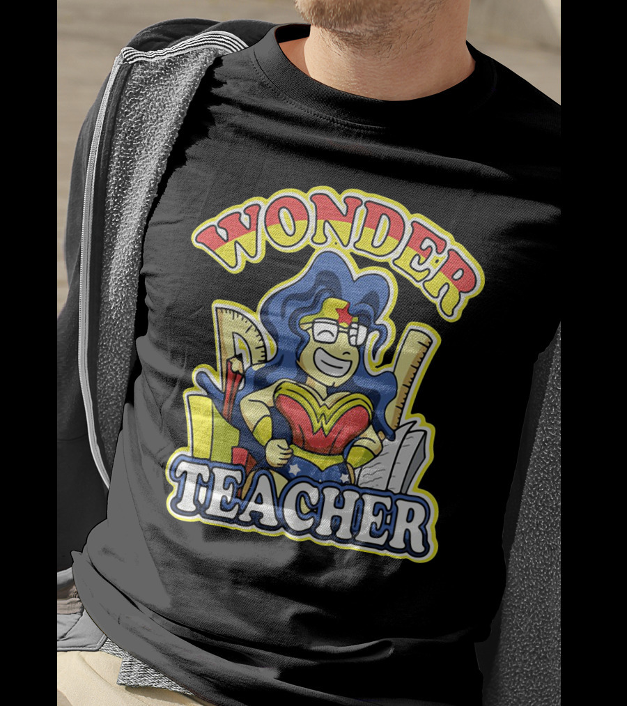 Wonder Teacher Superhero Parody With Classroom Tools T-Shirt