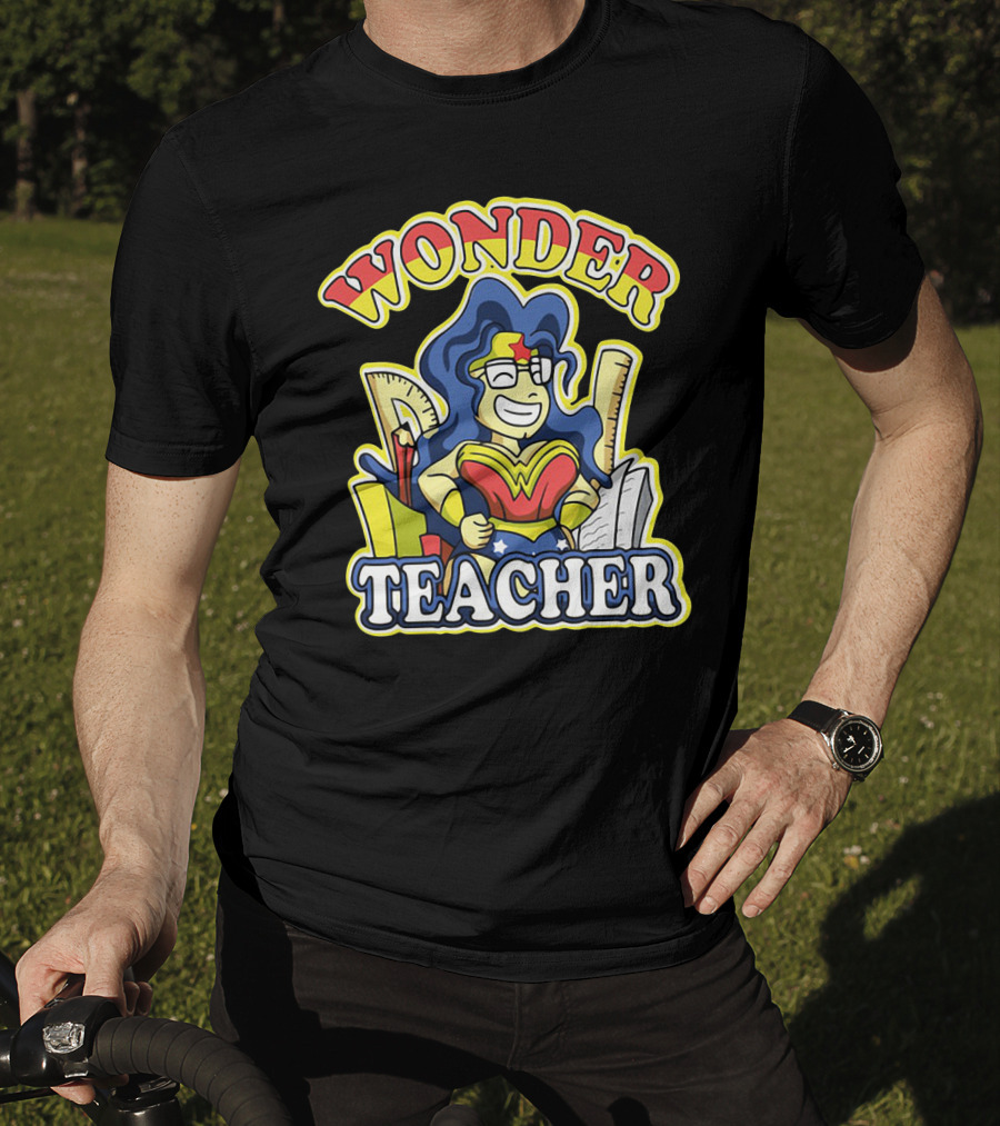 Wonder Teacher Superhero Parody With Classroom Tools T-Shirt