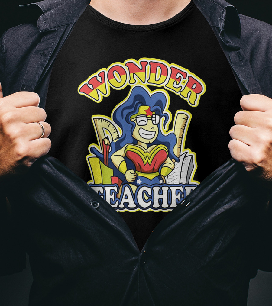 Wonder Teacher Superhero Parody With Classroom Tools T-Shirt
