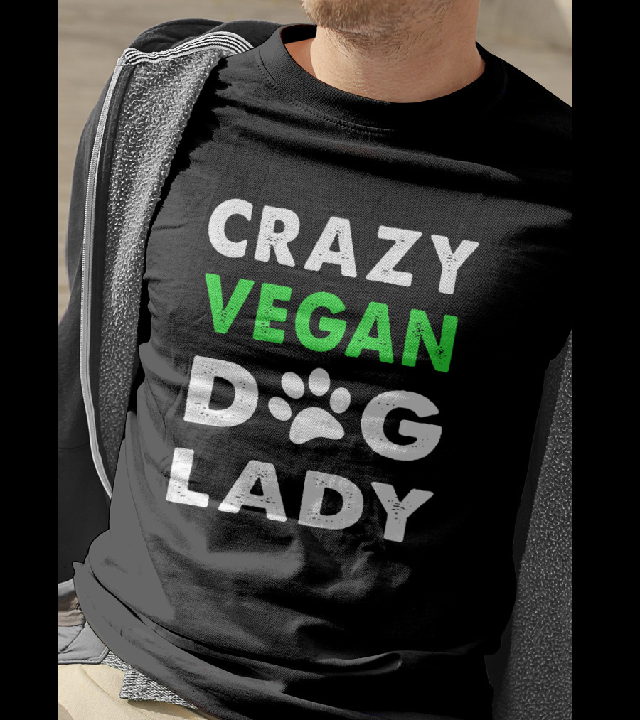 Crazy Vegan Dog Lady Paw Prints T-Shirt