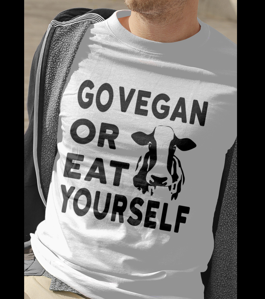 Go Vegan OR Eat Yourself Cow Image T-Shirt