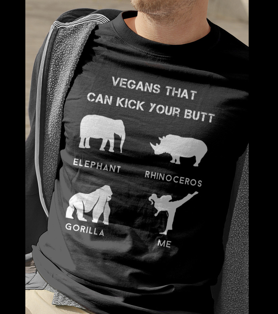 Vegans That Can Kick Your Butt Elephant Rhinoceros Gorilla ME T-Shirt