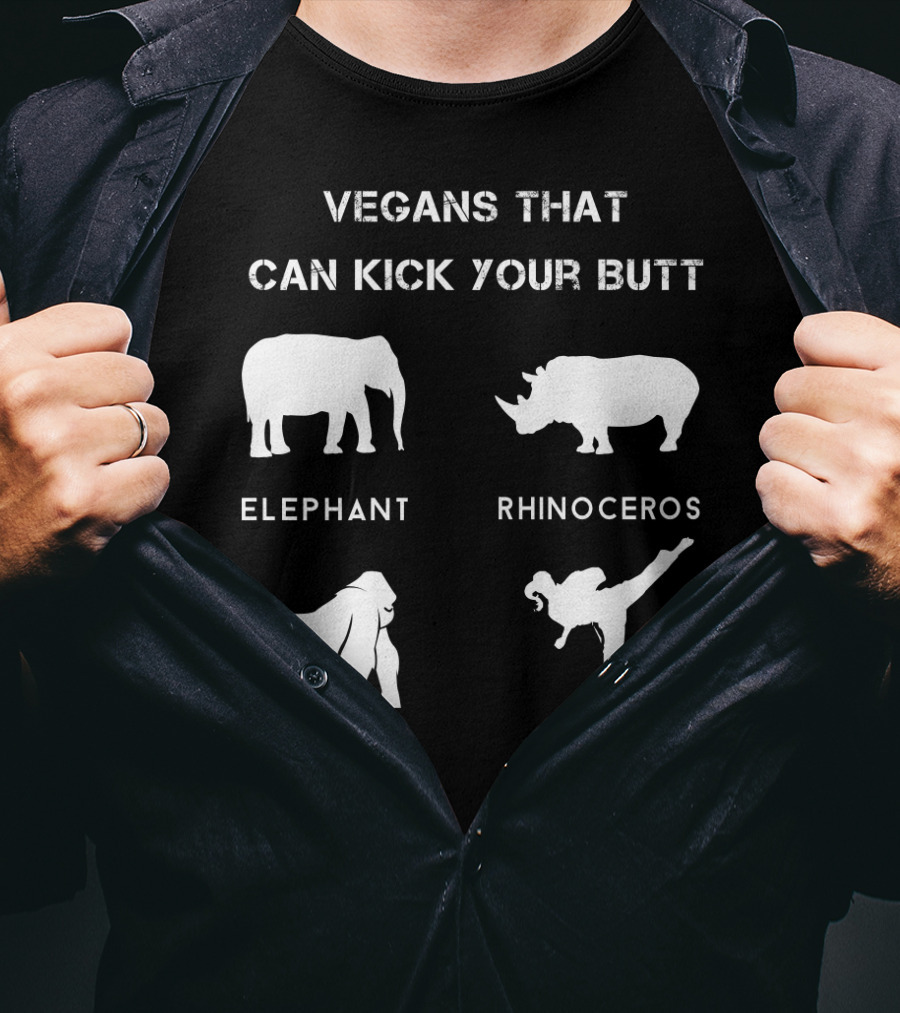 Vegans That Can Kick Your Butt Elephant Rhinoceros Gorilla ME T-Shirt