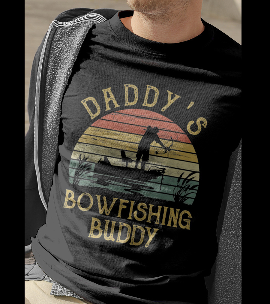 Daddy's Bowfishing Buddy Sunset Boat Adventure T-Shirt