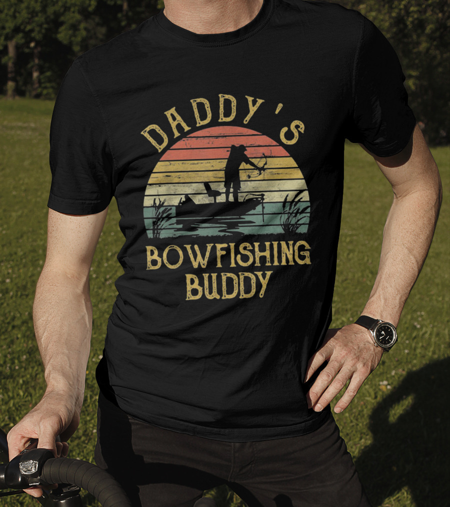 Daddy's Bowfishing Buddy Sunset Boat Adventure T-Shirt