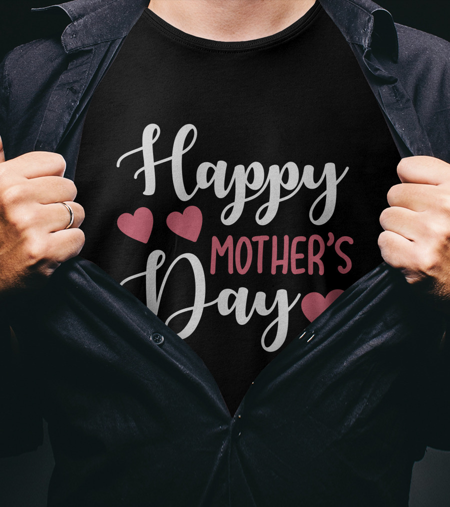 Happy Mother's Day With Heart Icons T-Shirt