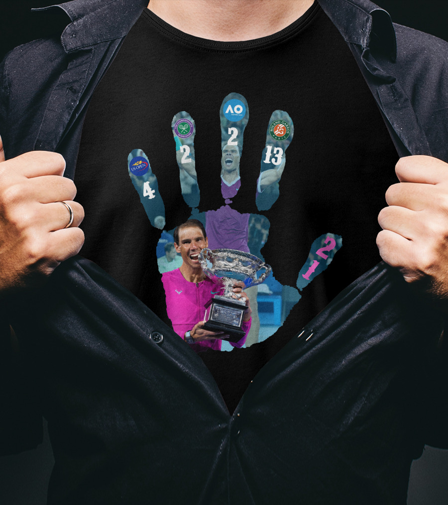 Nadal Champion 21 Hand Grand Slam Titles Victory T-Shirt