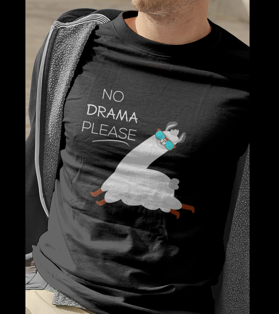 No Drama Please Cool Llama With Sunglasses T-Shirt