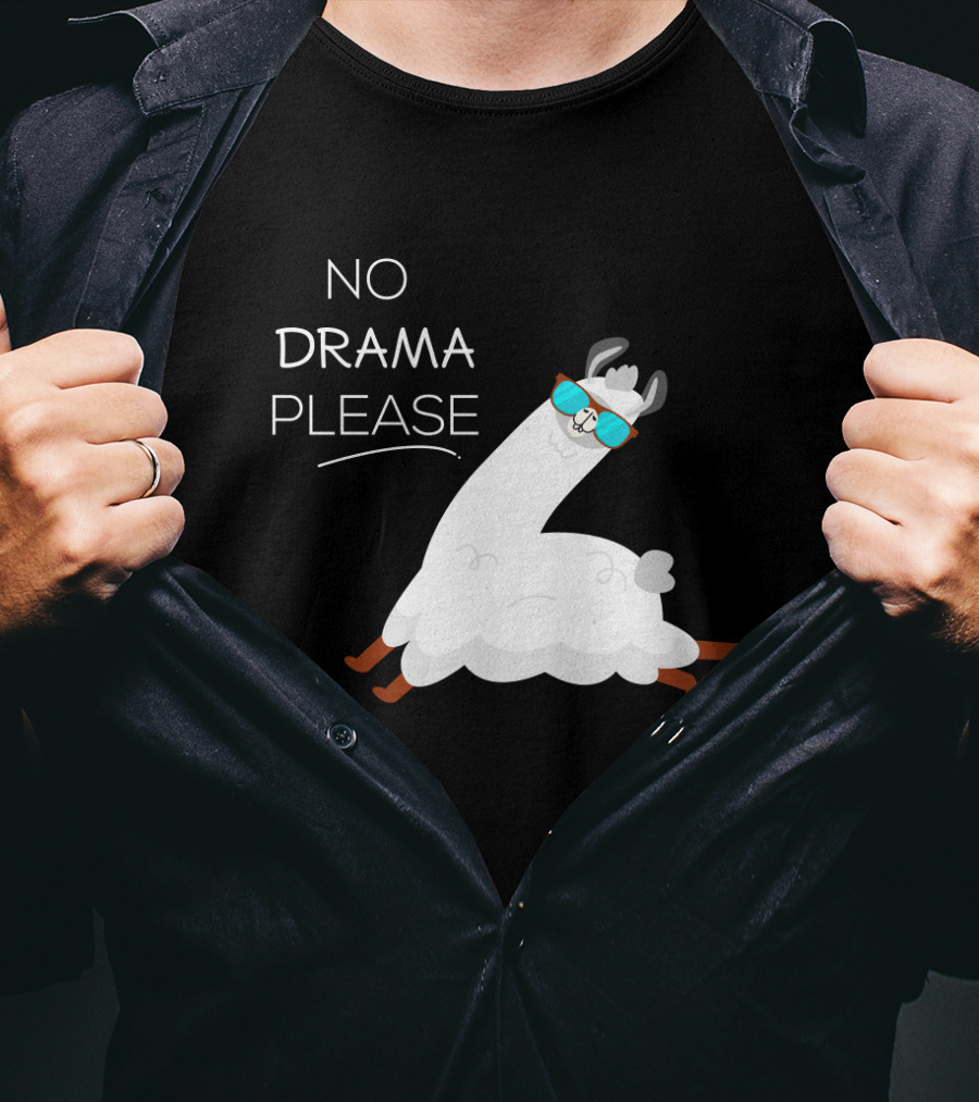 No Drama Please Cool Llama With Sunglasses T-Shirt