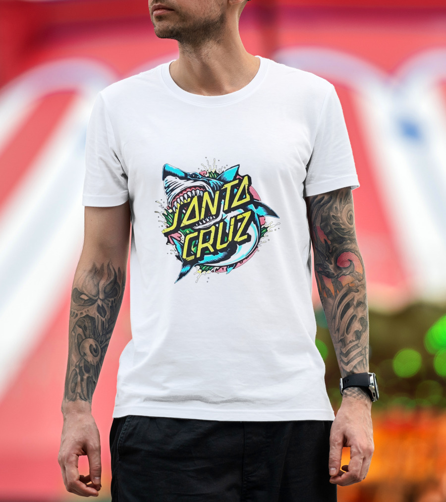 Santa Cruz Fierce Shark Graphic with Dynamic Text Burst T-Shirt