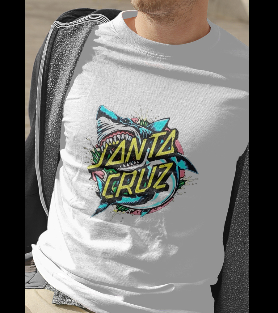 Santa Cruz Fierce Shark Graphic With Dynamic Text Burst T-Shirt