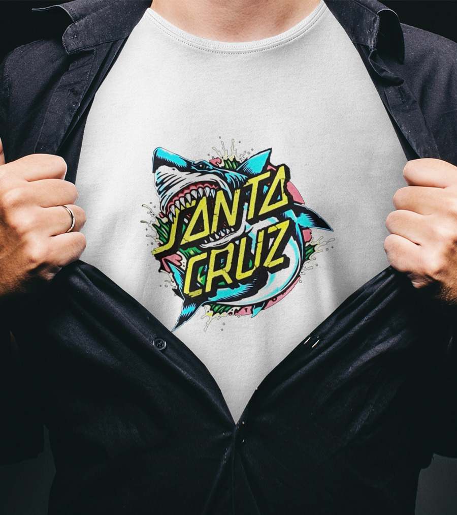 Santa Cruz Fierce Shark Graphic With Dynamic Text Burst T-Shirt