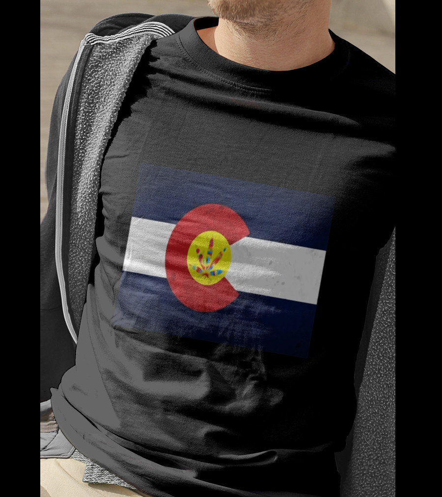 Colorado Flag Tie Dye Leaf Cannabis Symbol BlueWhiteRed T-Shirt