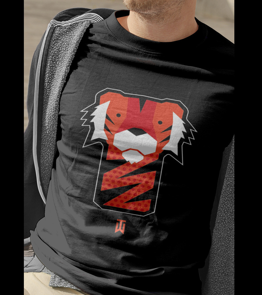 Frank Tiger Wood Inspired Graphic Featuring Bold Red Tiger Icon And TW T-Shirt