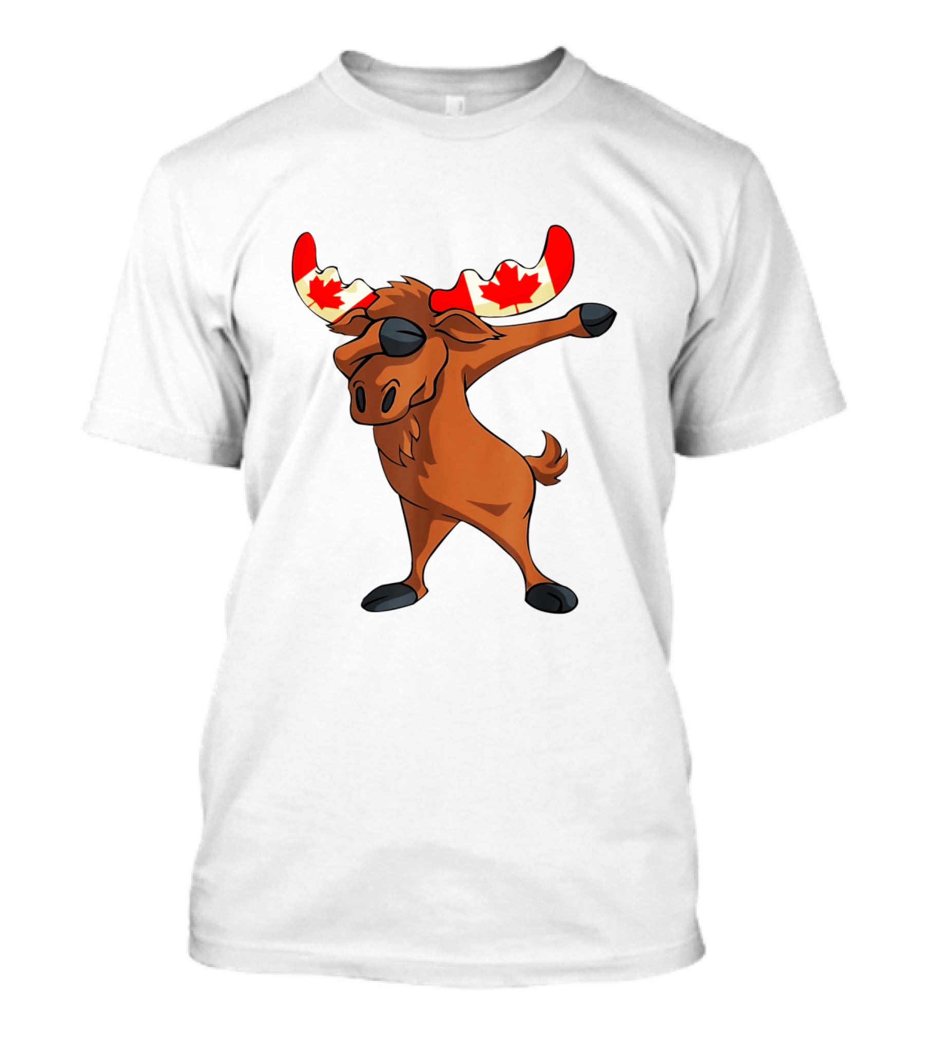 Canadian Moose With Maple Leaf Antlers Dabbing Pose Canada Day T-Shirt