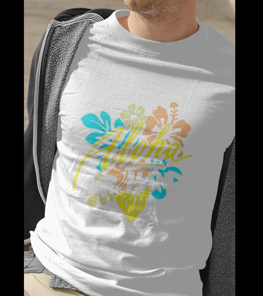 Aloha Mr. Hand Tropical Floral Bright Colors T-Shirt